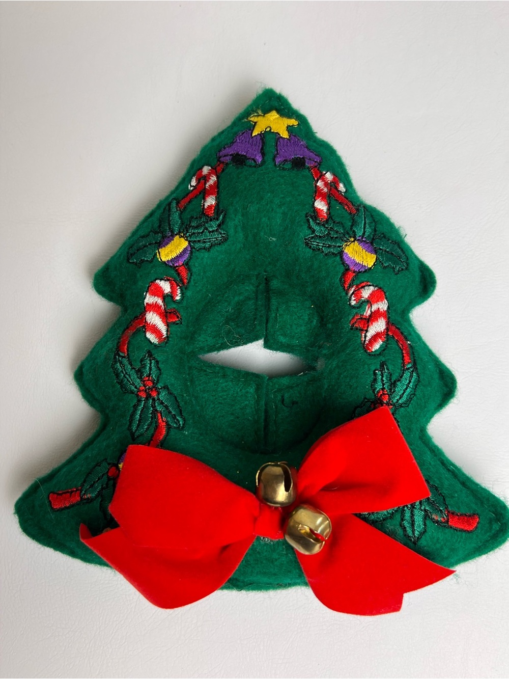 VTG Handmade Felt Wreath Door Knob Ornament Christmas Embroidered